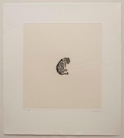 Liliana Porter, Tiger, 2001. Solar etching with scratch, 24 1/2 in. x 22 1/4 in.