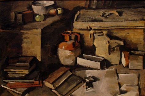Gonzalo Fonseca, Still Life, c. 1950. Oil on canvas, 26 x 37&nbsp;in.