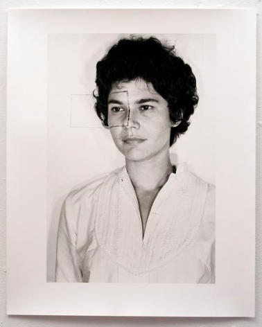 Liliana Porter. Self Portrait with Square II, AP2   (Ed. of 5 + 2 AP), 1973/2014. Modern gelatin silver photograph. 20  x 16 in. (50.8 x 40.6 cm.)