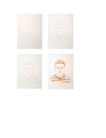 Mariano Dal Verme. Portrait of Juan Perez (Series of 4), 2013. Lemon juice on paper. 9 3/4 x 13 1/2 in. (24.8 x 34.3 cm.) each