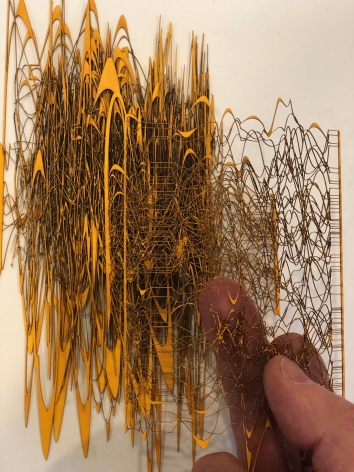 Gustavo D&iacute;az, (detail), 2019. Cut paper, pigment, and&nbsp;colored pencil, 43 5/16 x 47 1/4 x 3 1/2 in.
