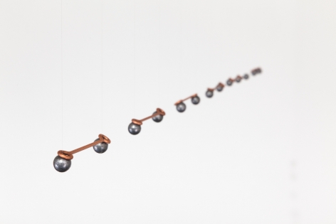 Elias Crespin, Linea Copper, 2016. Copper, lead, nylon, motors and electronic interface, 32 5/8 in. (83 cm.)