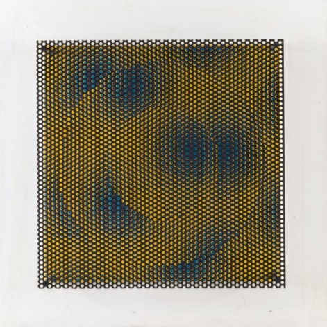 Antonio Asis, C&iacute;rculos Amarillo y Azul, 1970. Acrylic on wood and metal, 26 x 26 x 5 7/8 in. / 66 x 66 x 14.9 cm.