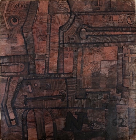 Jos&eacute; Gurvich, Composition, 1962. Oil on board, 16 1/2 x 16 1/2 in.&nbsp;