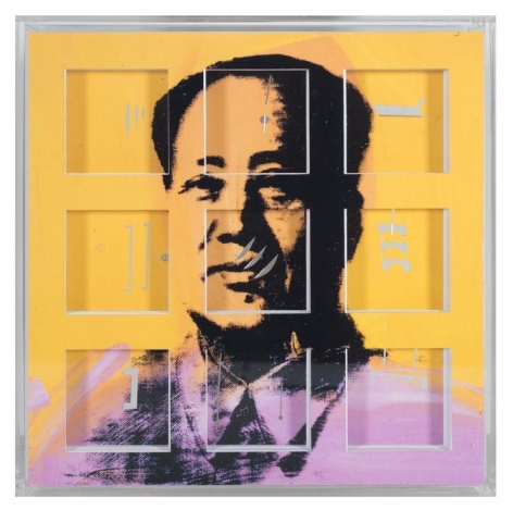 Marco Maggi, Incomplete Coverage on Warhol (Mao),2013. Cuts and folds on 500 pages, 8&rdquo; x 8&rdquo; x 2&rdquo;