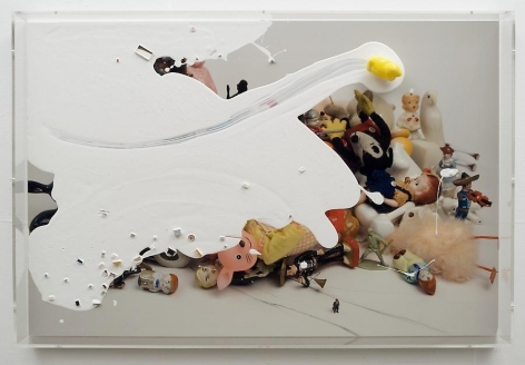 Liliana Porter, Yellow Duck, 2011, Digital duraflex with assemblage and acrylic paint, 20 1/8&quot; x 30 1/4&quot;  /  51.1 x 76.8 cm