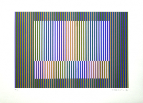 Carlos Cruz-Diez, Induction chromatique a double fr&eacute;quence, 1990. Serigraph, ed. 42/50, 15 3/4 in. x 23 5/8 in.