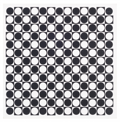 Antonio Asis,&nbsp;Untitled from the series Cercles noirs et blanc en progression, 1962,&nbsp;Gouache on cardboard,&nbsp;15 3/4 x 15 3/4 in. (40 x 40 cm.)