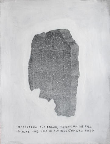 Anna Elise Johnson, Scale as Evidence, 2014. Graphite, spray paint, and gesso on paper, 12 in. x 9 in.