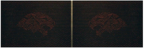 Miguel &Aacute;ngel Rojas, Parceros, 2007/2008. Peony seeds on rubber and aluminum, 23.6 in. x 35.4 in.