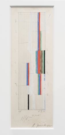 Alejandro Otero, Untitled, [Sketch Tabl&oacute;n], 1973. Graphite and gouache on paper, 7 13/16 x 2 1/8 in.&nbsp;