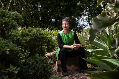 Maria Fernanda Cardoso in her garden, Sydney, Australia, 2020. Photograph: Daniel Boud.