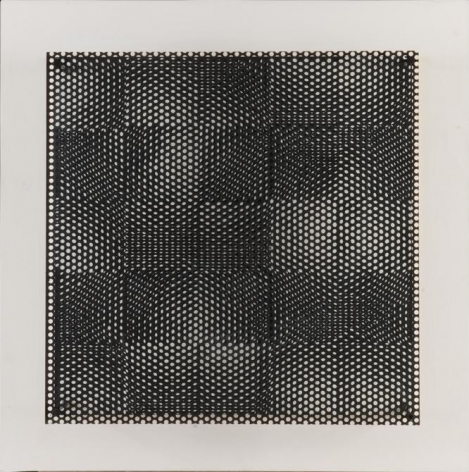 Antonio Asis, Untitled from the series Peque&ntilde;os Cuadrados Negro y Blanco, 1971. Acrylic on wood and metal, 26 x 26 x 6 1/4 in. / 66 x 66 x 15.8 cm.
