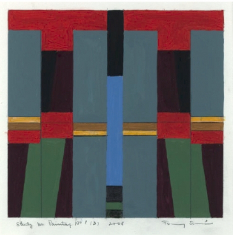 Fanny San&iacute;n,&nbsp;Study for Painting No. 1 (3), 2008,&nbsp;2008,&nbsp;Acrylic and pencil on paper,&nbsp;21 x 21 in. (53.3 x 53.3 cm.)