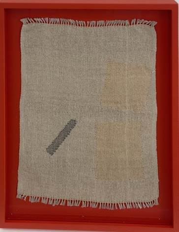 Liz Cohen,&nbsp;Untitled Napkin Weaving # 16A, 2015.&nbsp;Linen, silk,&nbsp;13 3/4 x 18 3/4 in. (34.9 x 47.6 cm.)