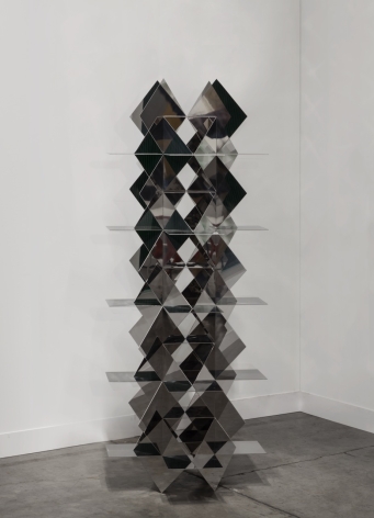 Francisco Sobrino, Structure Permutationnelle, 1963-2014. Mirror-polished stainless steel, 55 1/4 x 23 5/8 x 23 5/8 in.