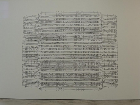 Pablo Siquier, 1301, 2013. Charcoal drawing on wall, Variable size