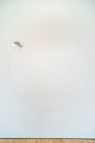 Liliana Porter, Untitled (Circle Mural) II, 1973-1974. Wall installation of original laminated photograph and graphite on wall, 70 in. in diameter.
